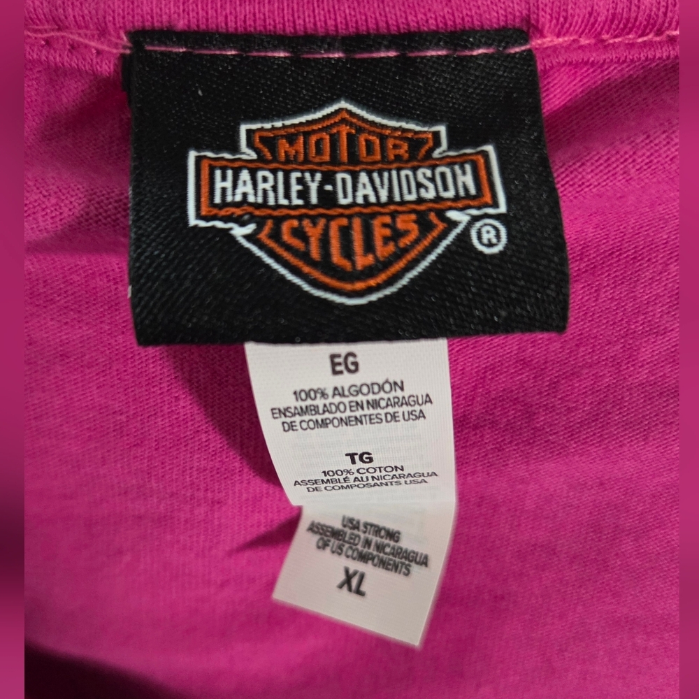 Harley-Davidson Pink Live Free Ride Hard Graphic T-Shirt Size XL - Picture 2 of 5